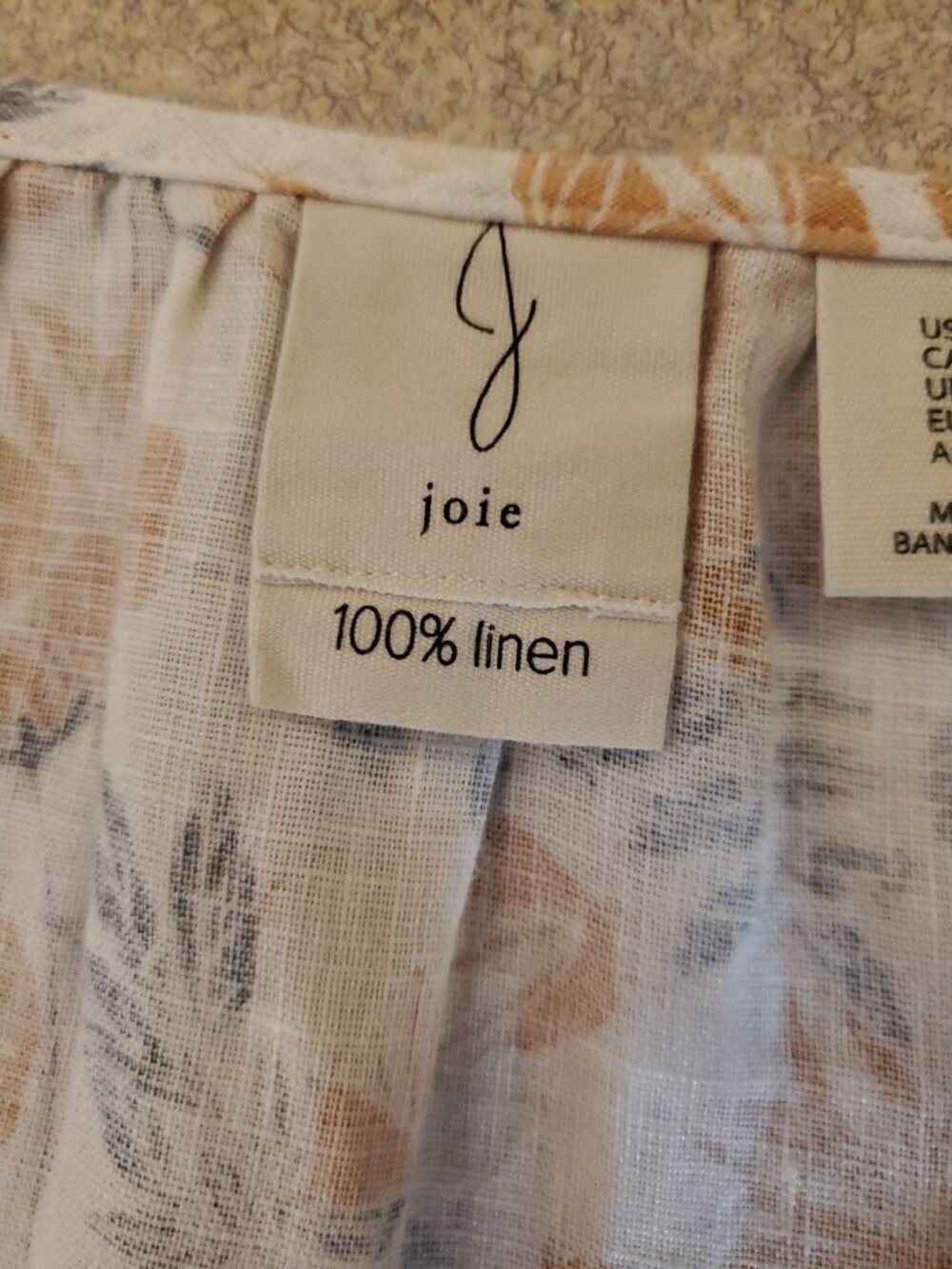 Joie 100% Linen Tiered Floral Orange/Coral Dress V-Neck Boho Beach Vaca Sz S - Picture 9 of 15